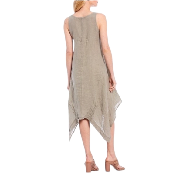 Bella Amore Women's Dress Taupe Italian Linen Assymetric One-Size - Picture 2 of 8